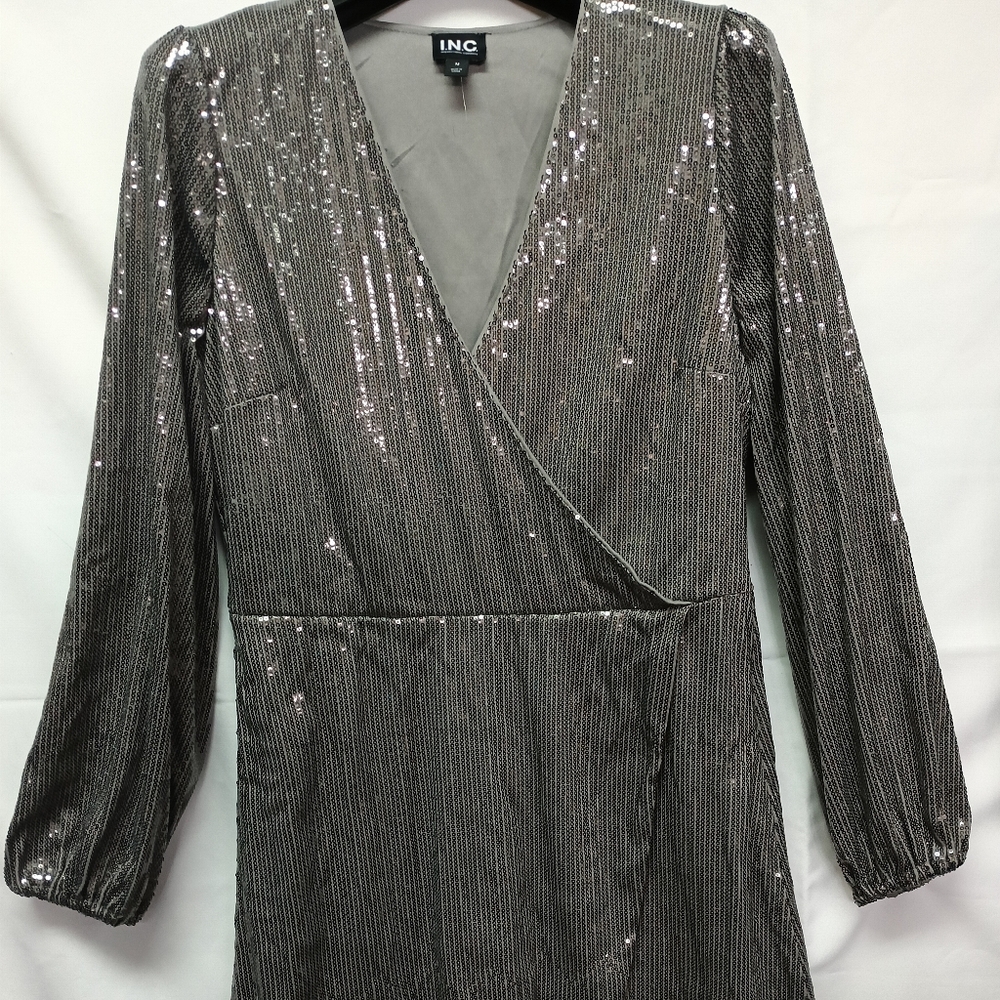 INC International Concepts Silver Sequin Dress